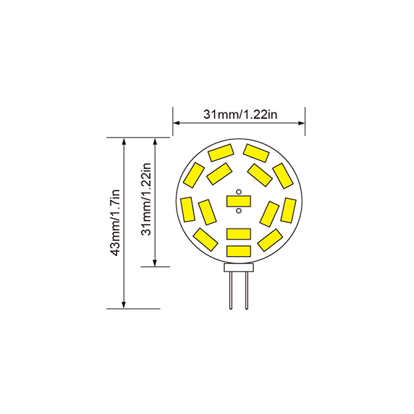 G4 LED Bulb DC12V 3W 15LED 5730 SMD