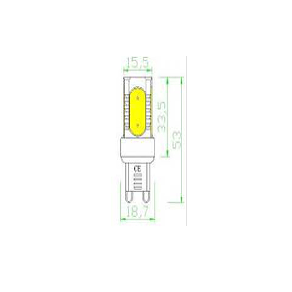 G9 LED bulb 5W COB 4leds 120V or 220V aluminium